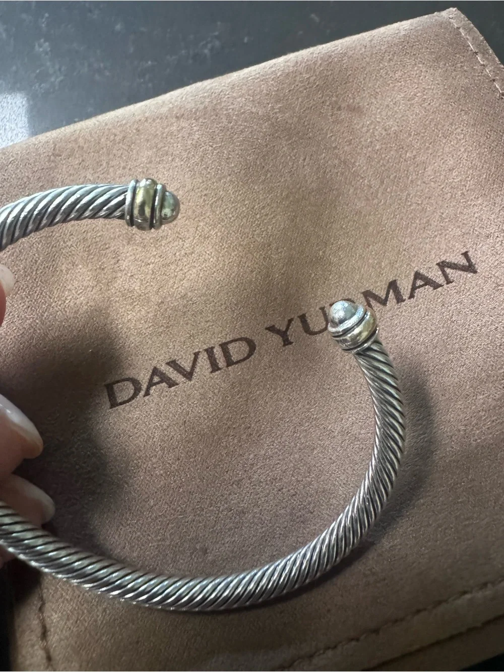 David yurman Two-Tone Silver and Gold Cable Cuff Bracelet
